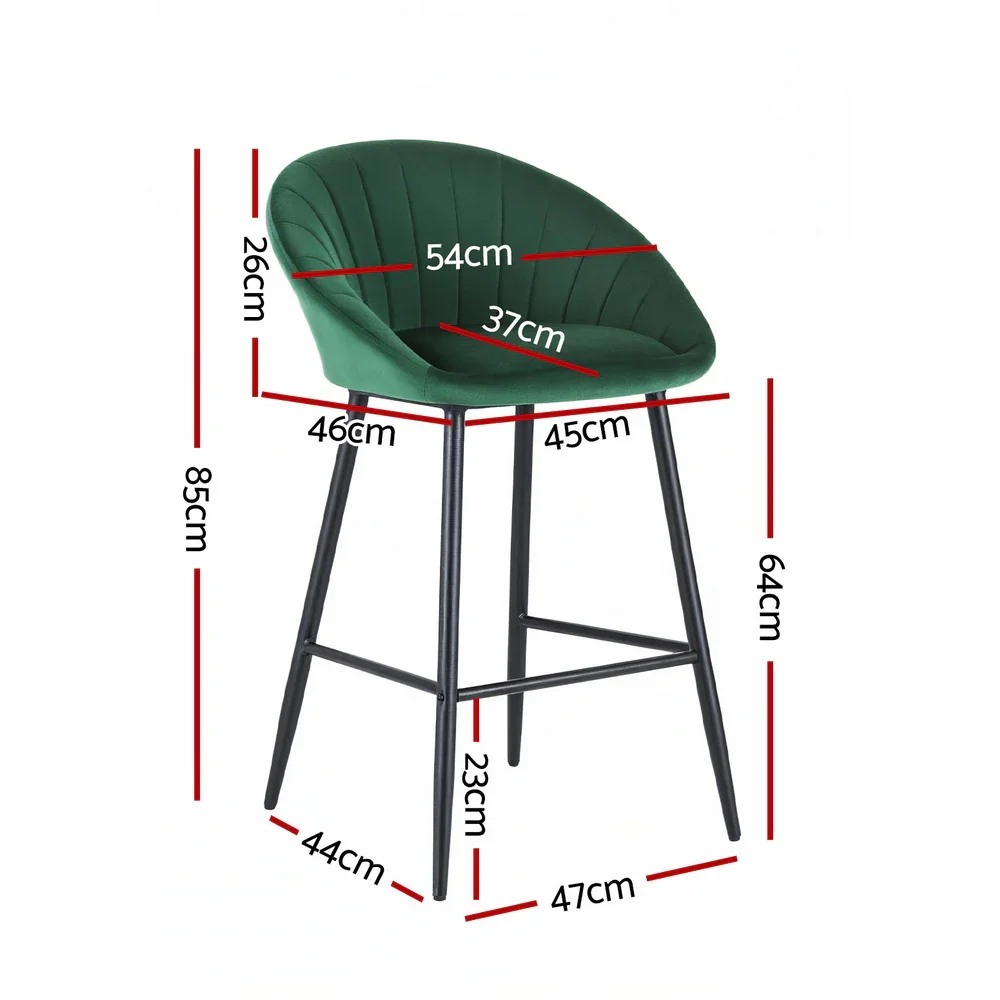 4x Bar Stools Kitchen Dining Chair Counter Stool Tub Velvet Metal Green - Image 5