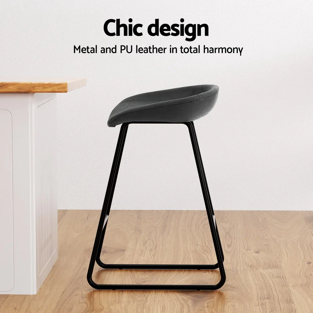 4x Bar Stools Kitchen Dining Chairs Counter Stool PU Leather Metal - Image 5