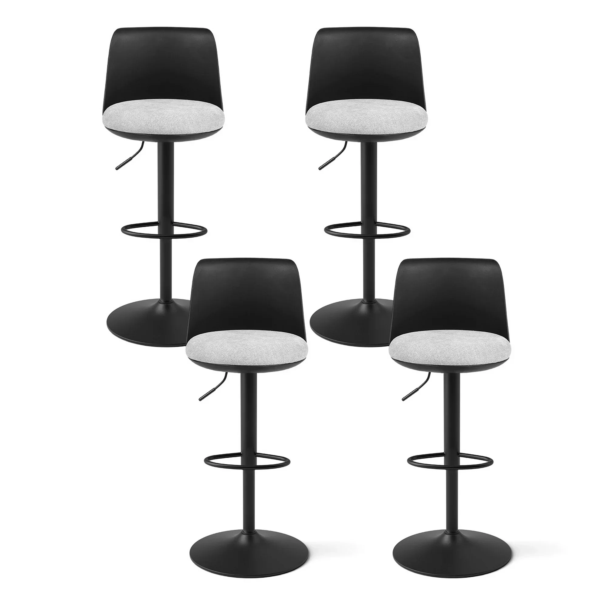 4x Bar Stools Kitchen Swivel Gas Lift Counter Dining Chair Curved Black - Image 8