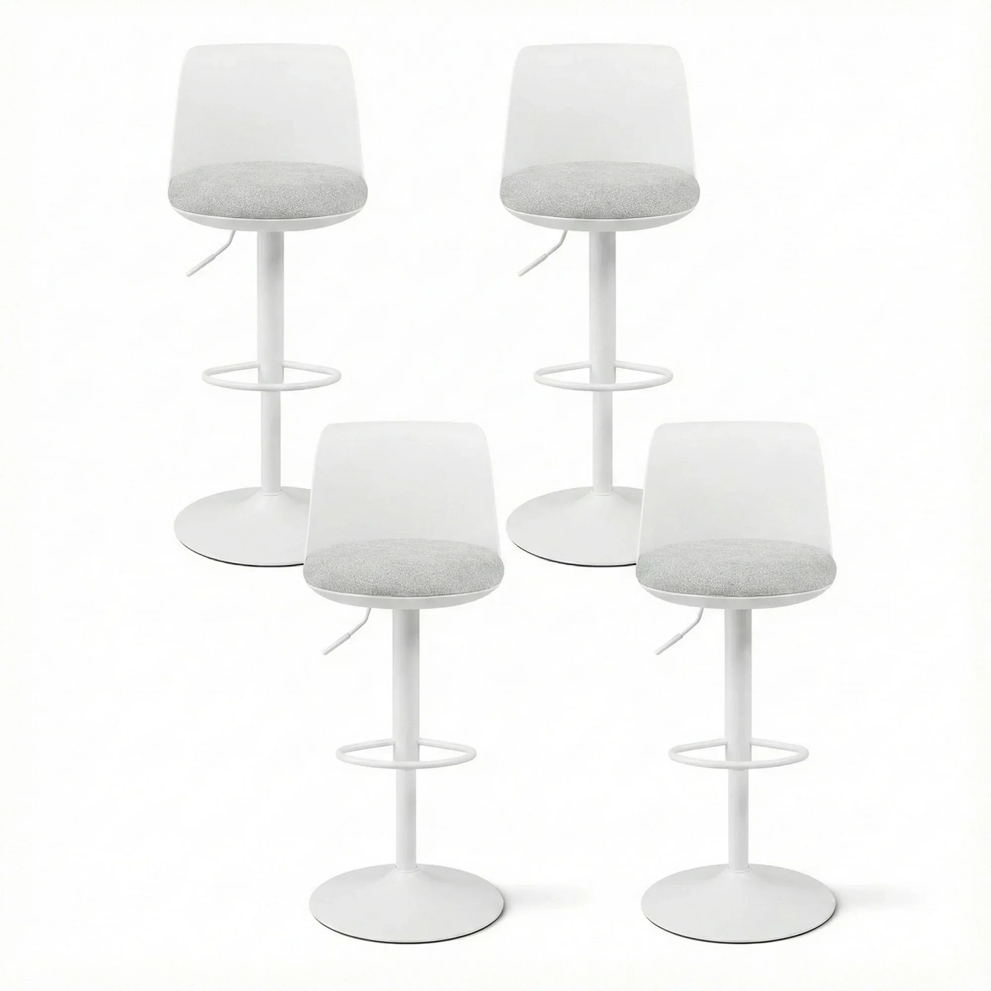 4x Bar Stools Kitchen Swivel Gas Lift Counter Dining Chair Curved White - Image 8