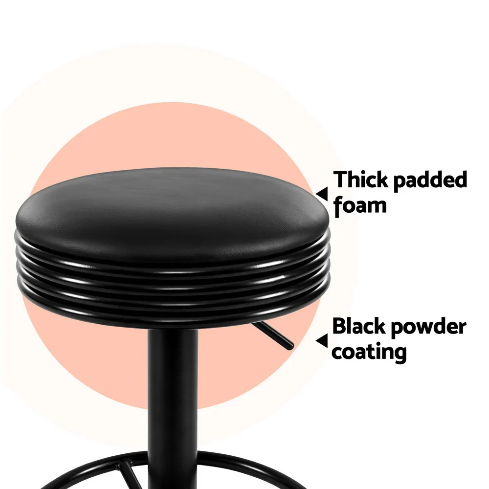 4x Bar Stools Leather Padded Gas Lift Black - Image 5