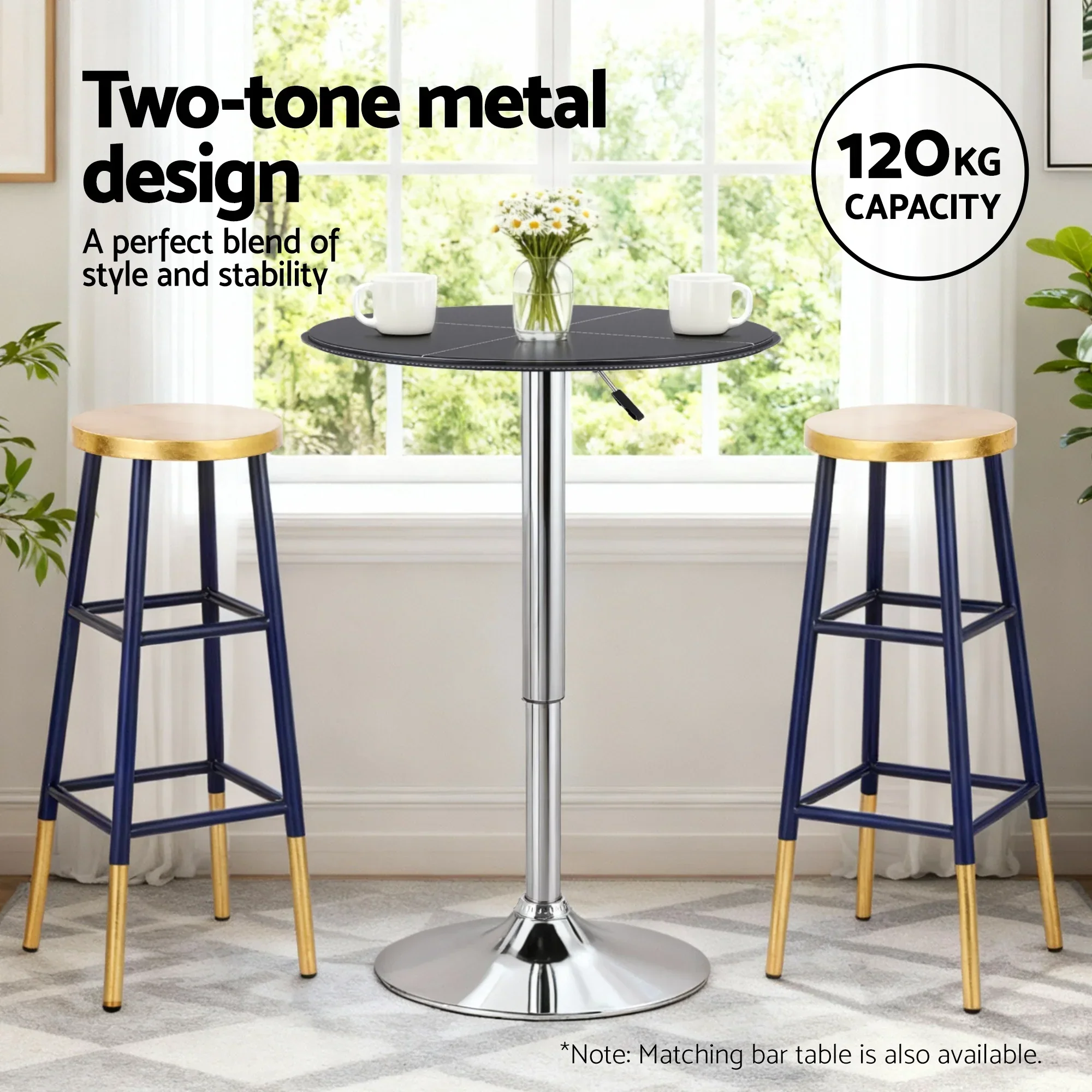 4x Bar Stools Metal Gold Navy - Image 4