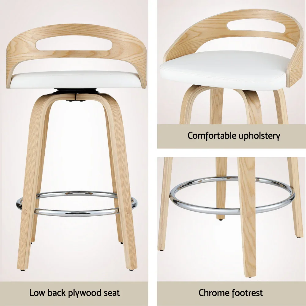4x Bar Stools Swivel Dining Chairs Low Back Counter Seat PU Cushion - Image 5