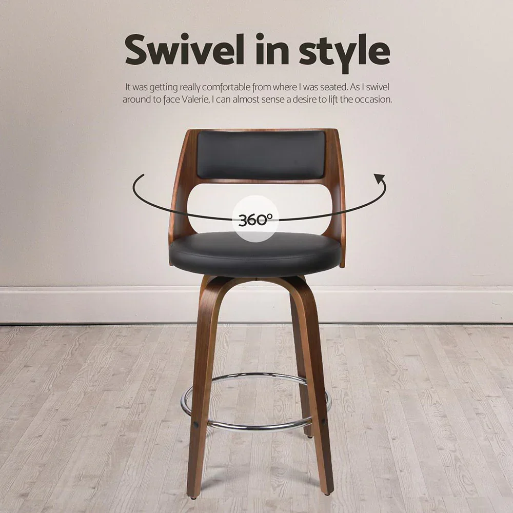 4x Bar Stools Swivel Leather Chair 65cm - Image 5