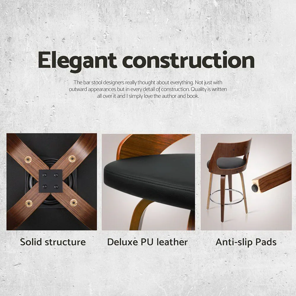 4x Bar Stools Swivel Leather Chair 65cm - Image 6