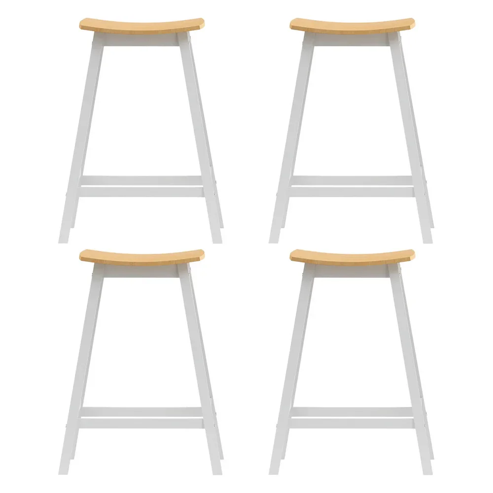 4x Bar Stools Wooden Chairs Oak - Image 3