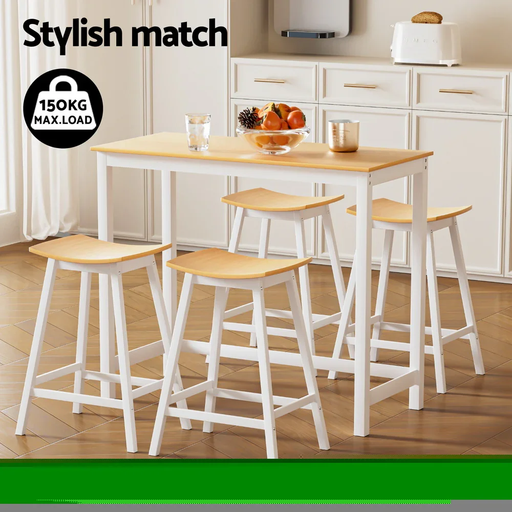 4x Bar Stools Wooden Chairs Oak - Image 4