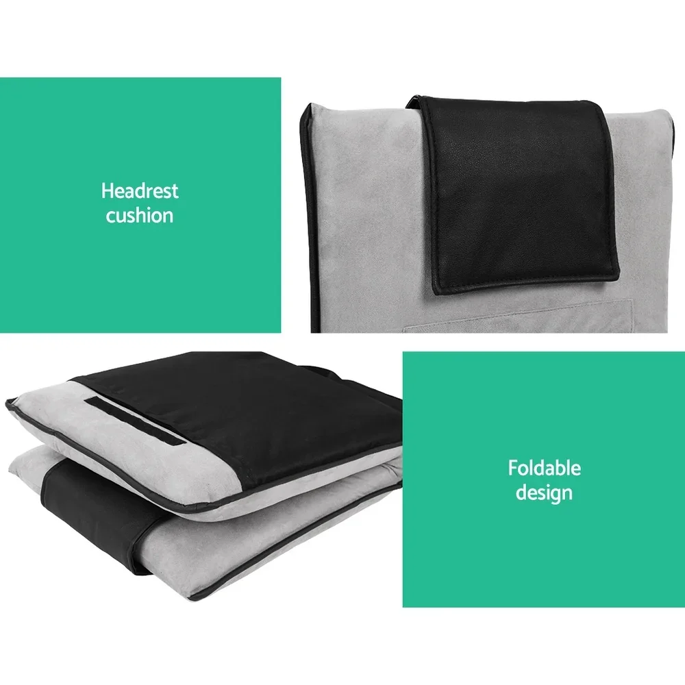 4X Floor Lounge Sofa Bed Floor Cushion Velvet Grey - Image 4