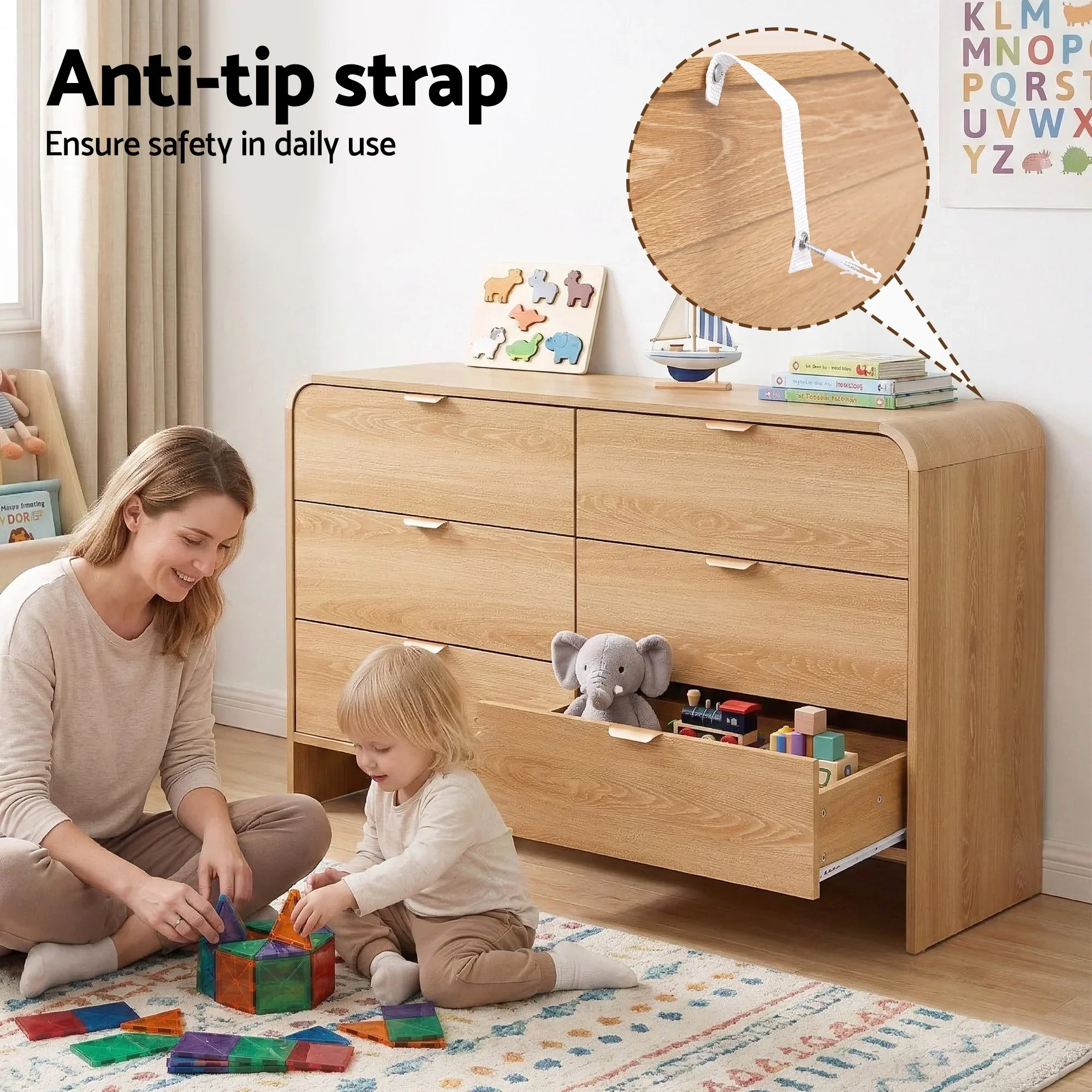 6 Chest of Drawers Dresser Cabinet Pine - Image 5