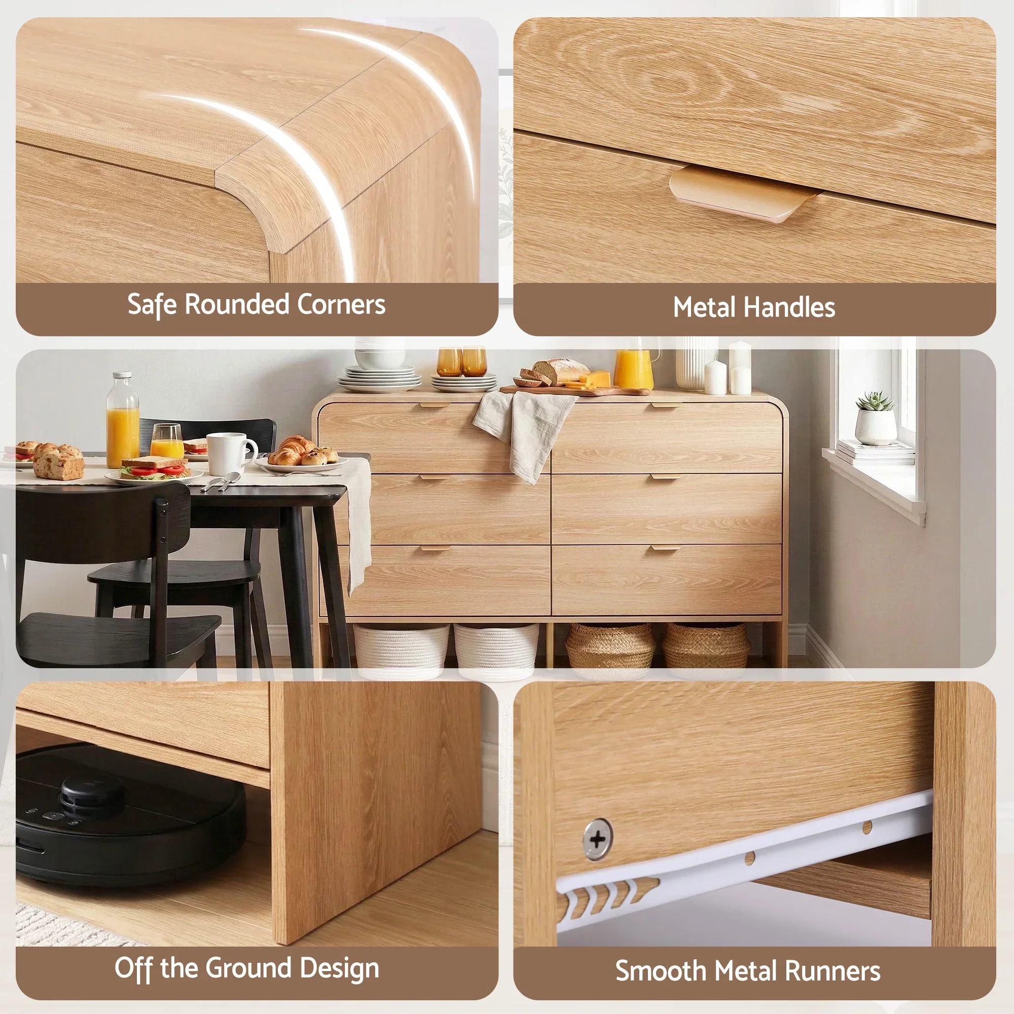 6 Chest of Drawers Dresser Cabinet Pine - Image 8