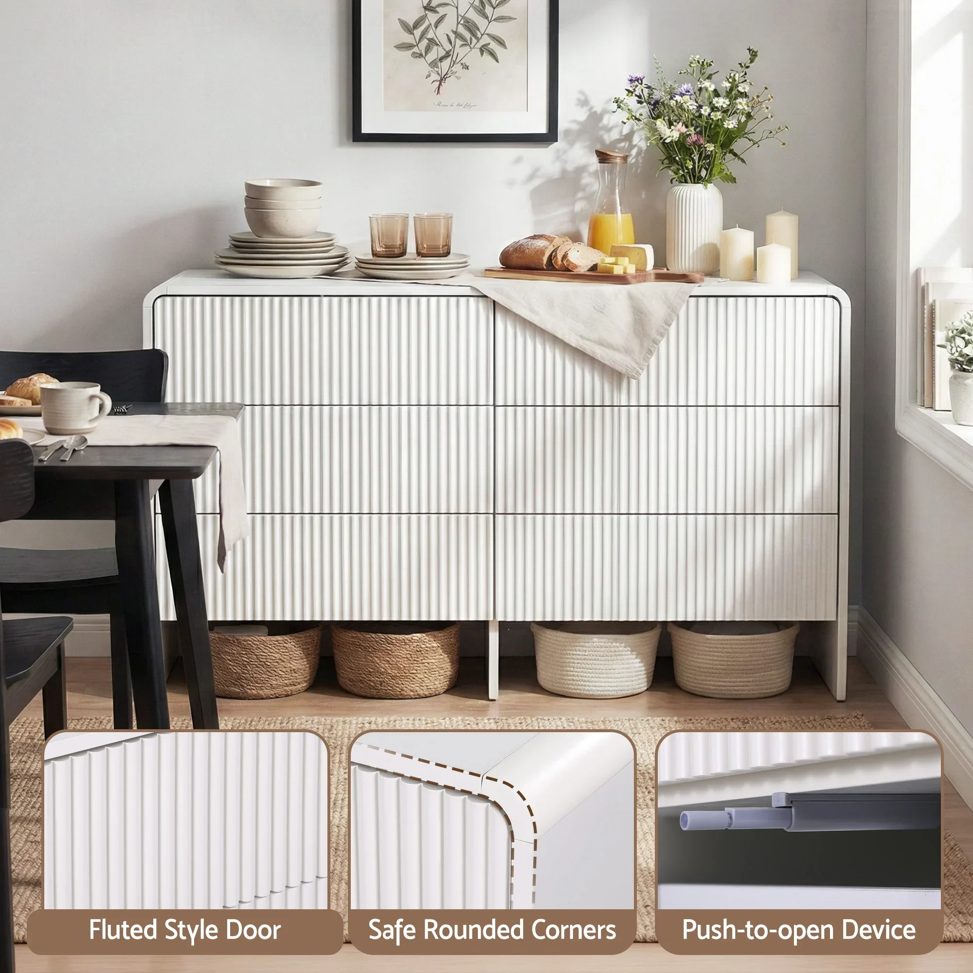 6 Chest of Drawers Dresser Cabinet White - Image 5