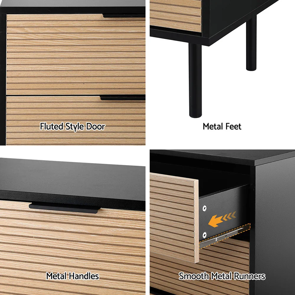 6 Chest of Drawers Dresser Table Black&Pine - Image 4
