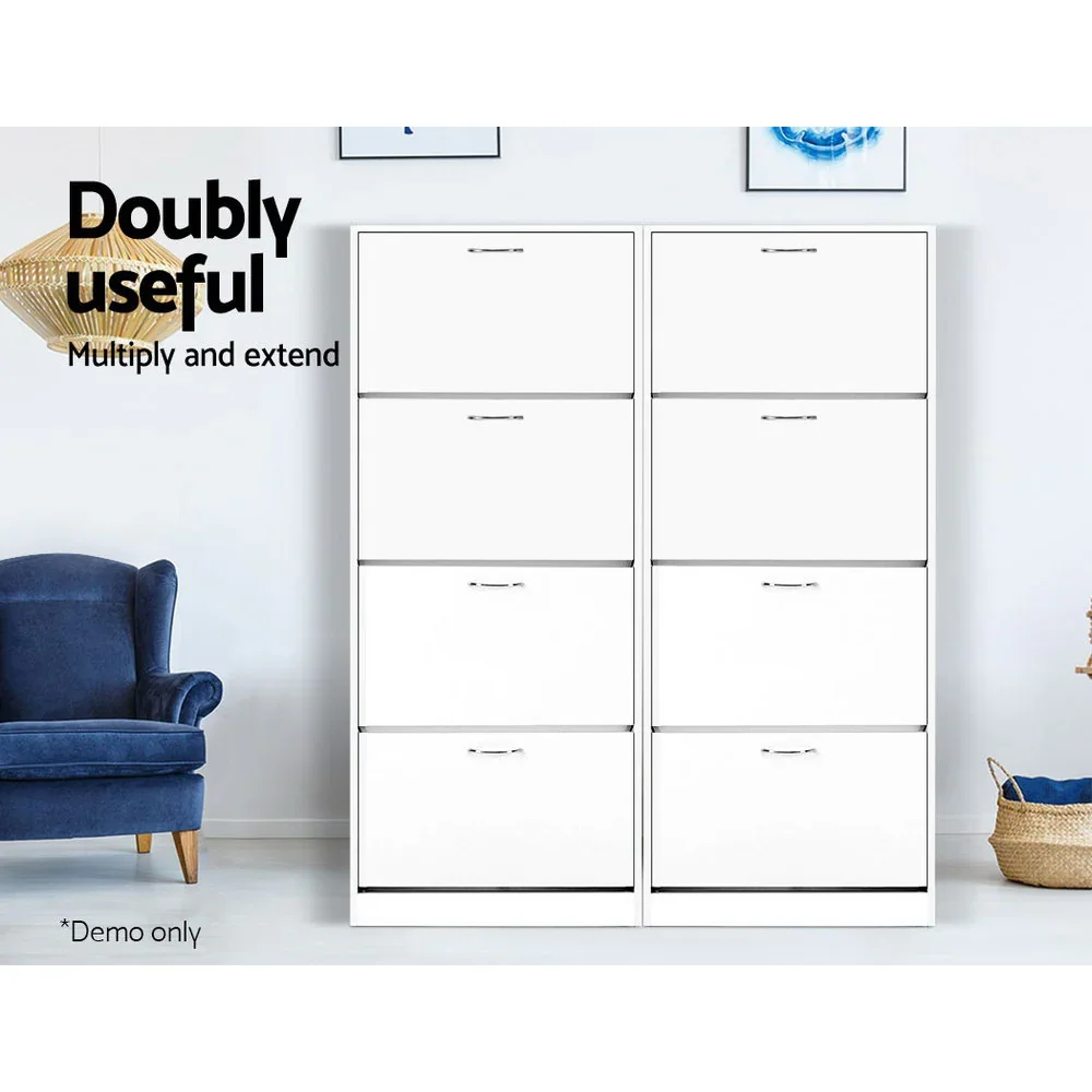 Shoe Rack Cabinet 60 Pairs 4 Doors - White - Image 8