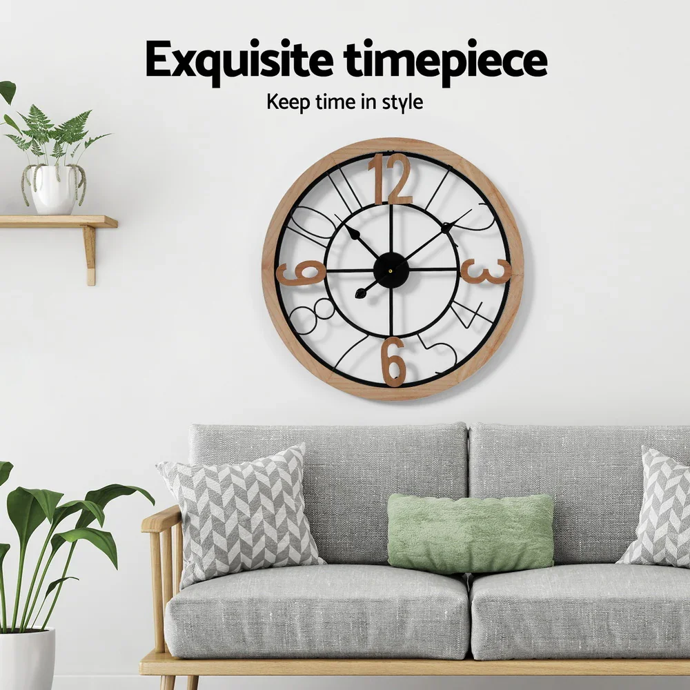 60CM Wall Clock Wooden - Image 2