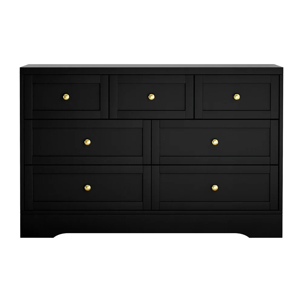7 Chest of Drawers Dresser Table Black - Image 5