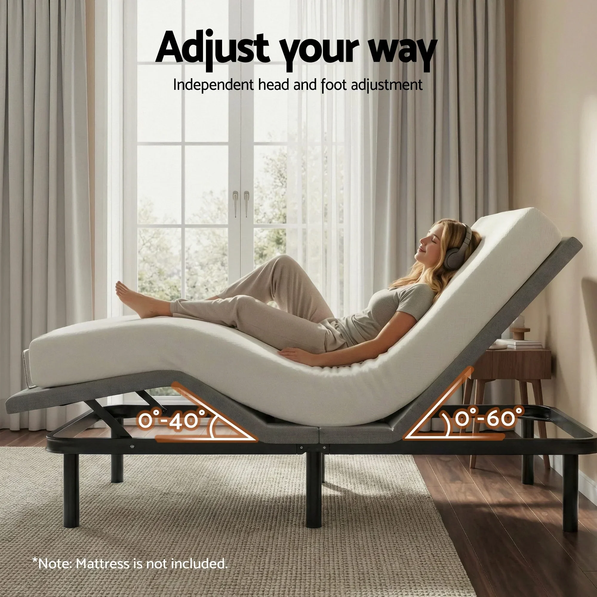 Adjustable Bed Frame King Size Electric Bed Base Wireless Remote Control Zero Gravity Power Bed Foundation - Image 2
