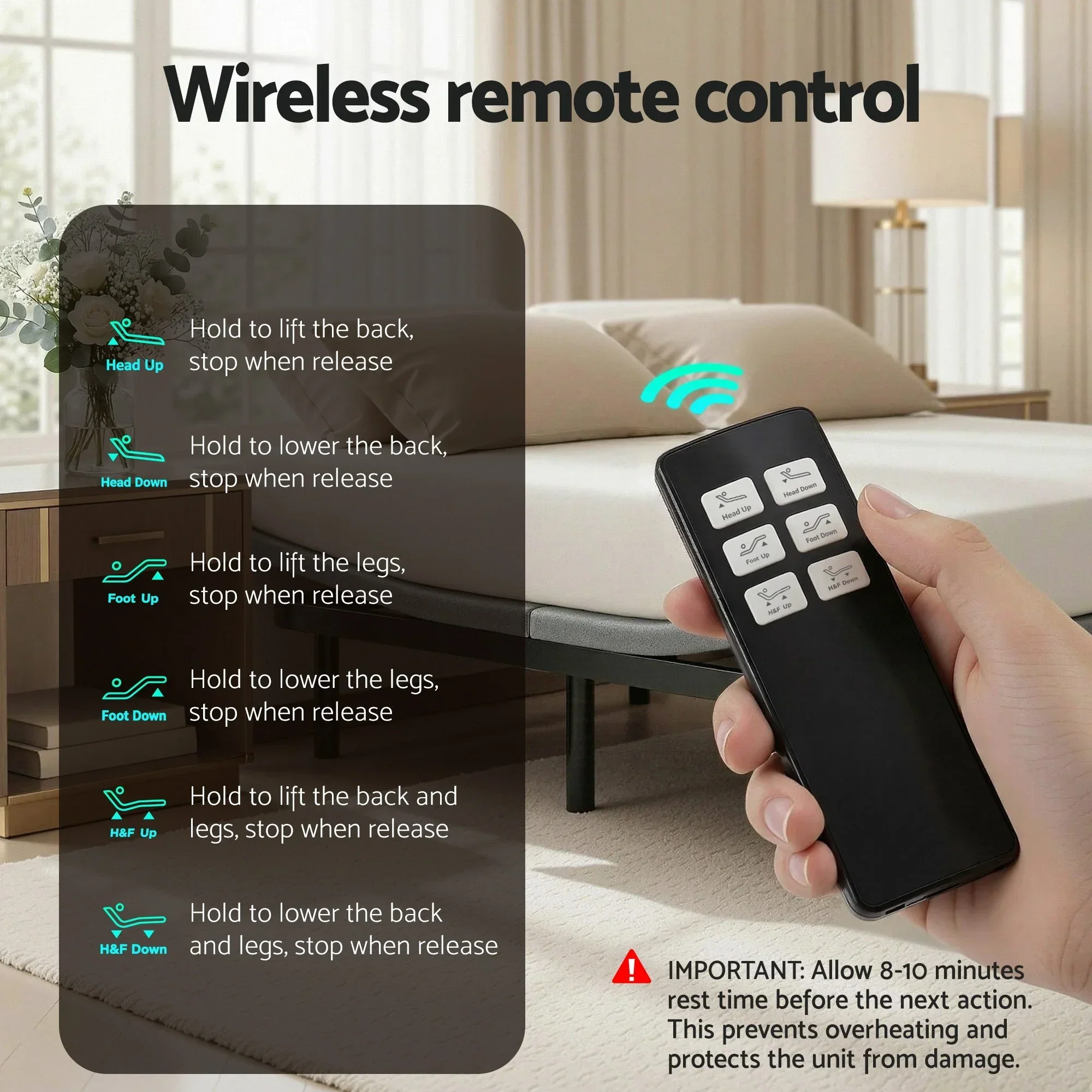 Adjustable Bed Frame King Size Electric Bed Base Wireless Remote Control Zero Gravity Power Bed Foundation - Image 5