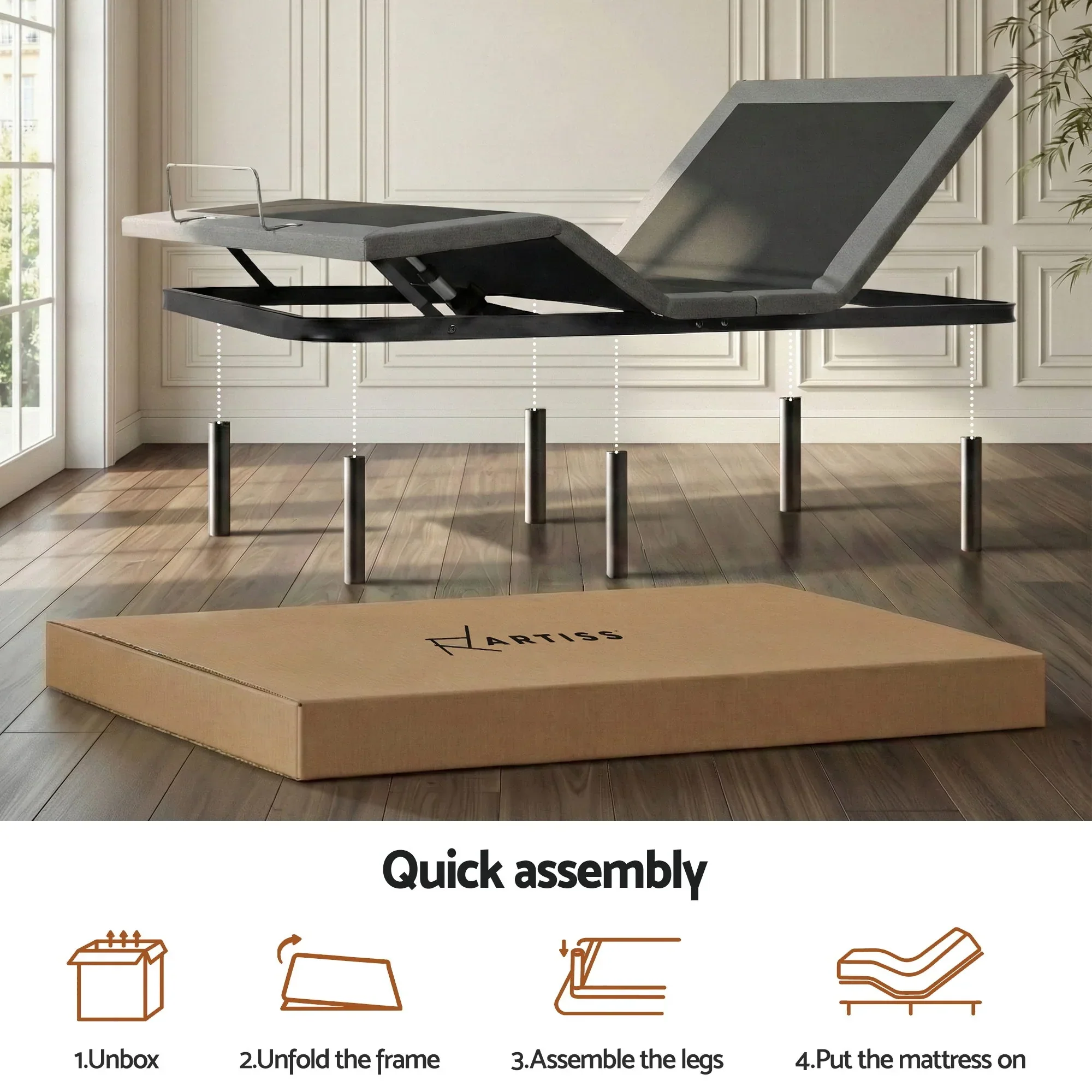 Adjustable Bed Frame King Size Electric Bed Base Wireless Remote Control Zero Gravity Power Bed Foundation - Image 6