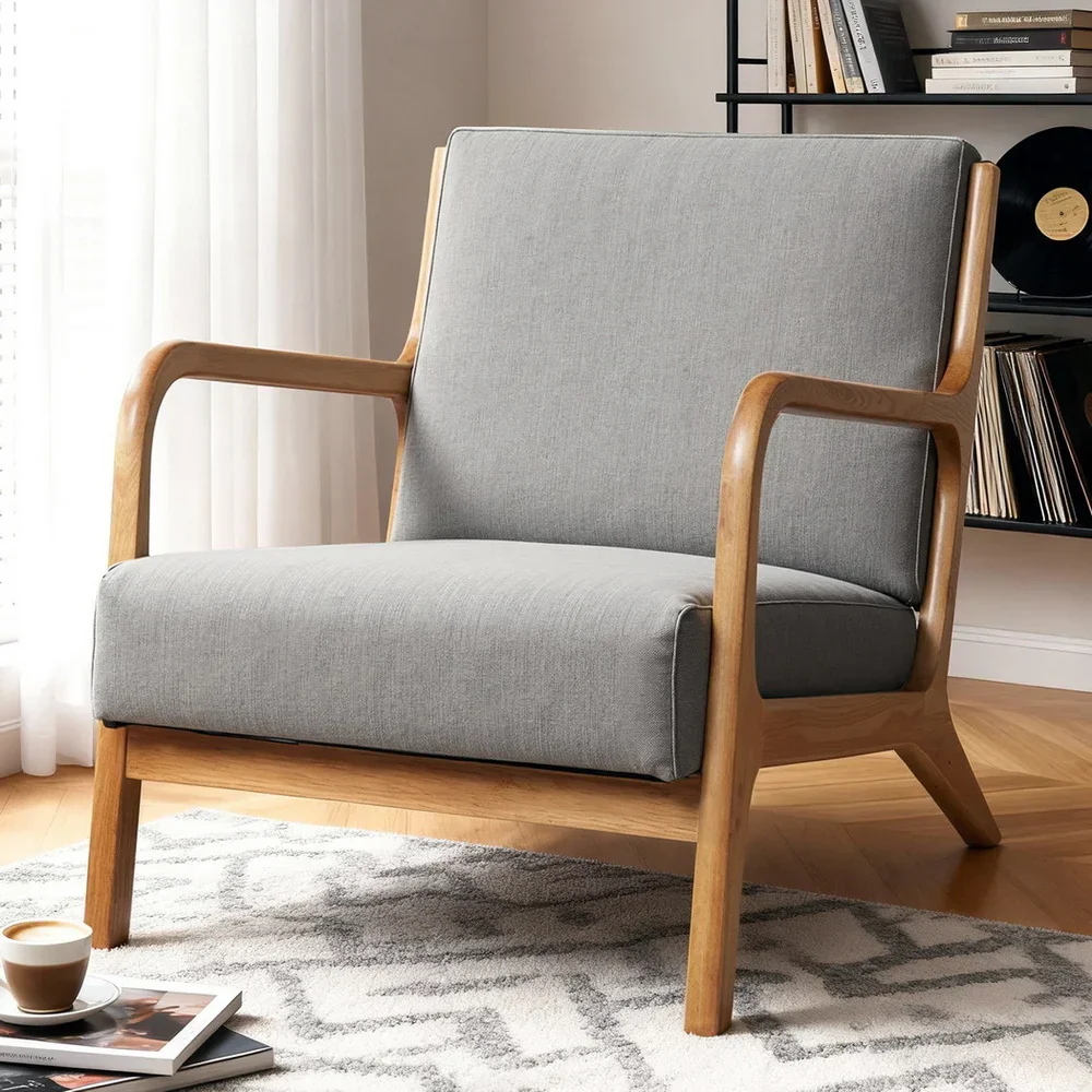 Armchair Fabric Light Grey - Image 7