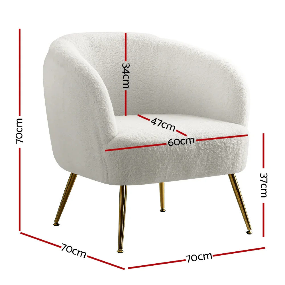 Armchair Lounge Chair Accent Chairs Armchairs Sherpa Boucle Sofa White - Image 6