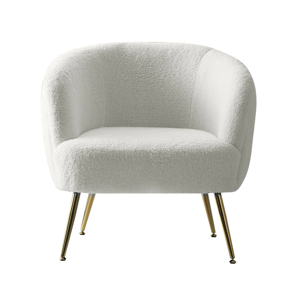 Armchair Lounge Chair Accent Chairs Armchairs Sherpa Boucle Sofa White - Image 7