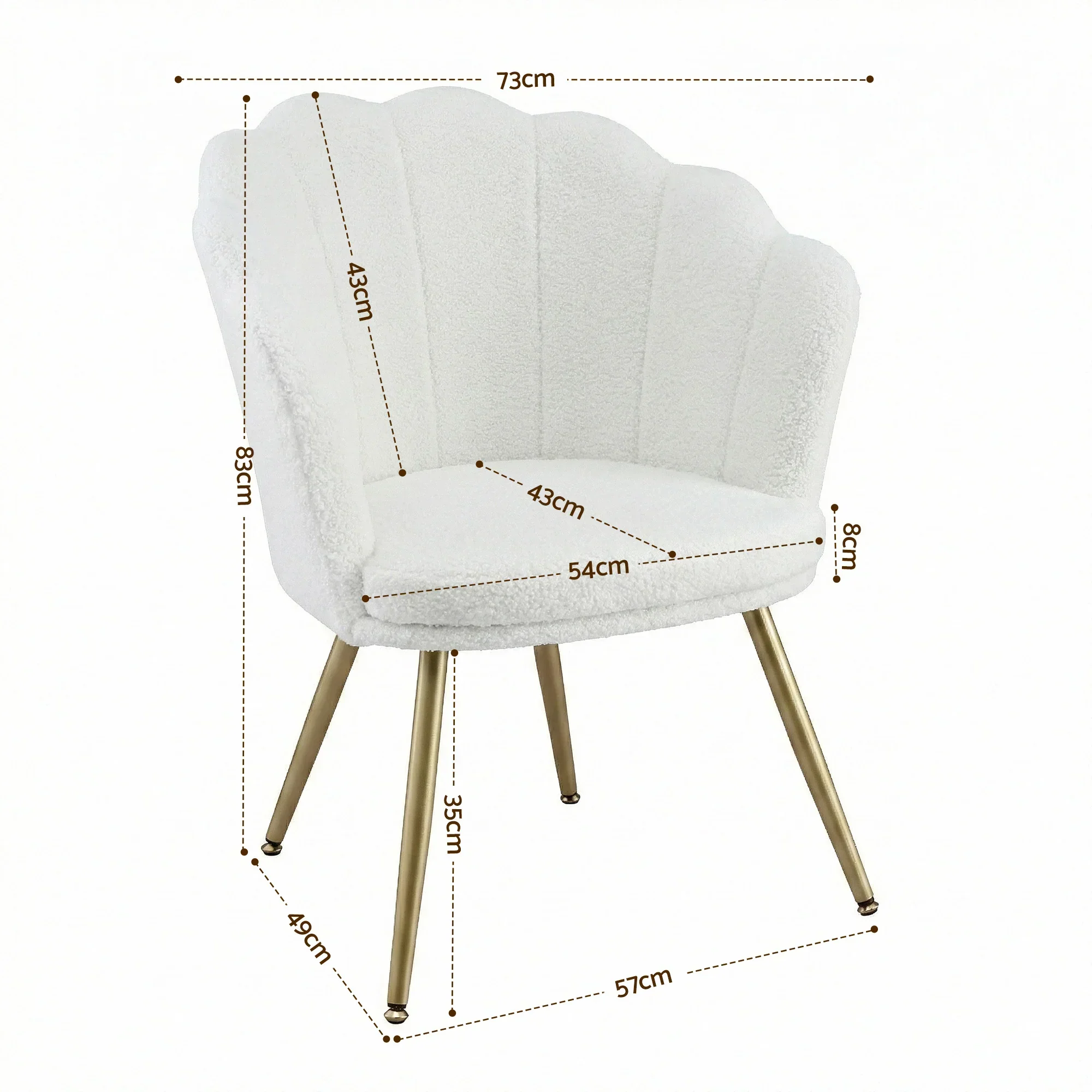 Armchair Teddy Fleece White Callista - Image 5