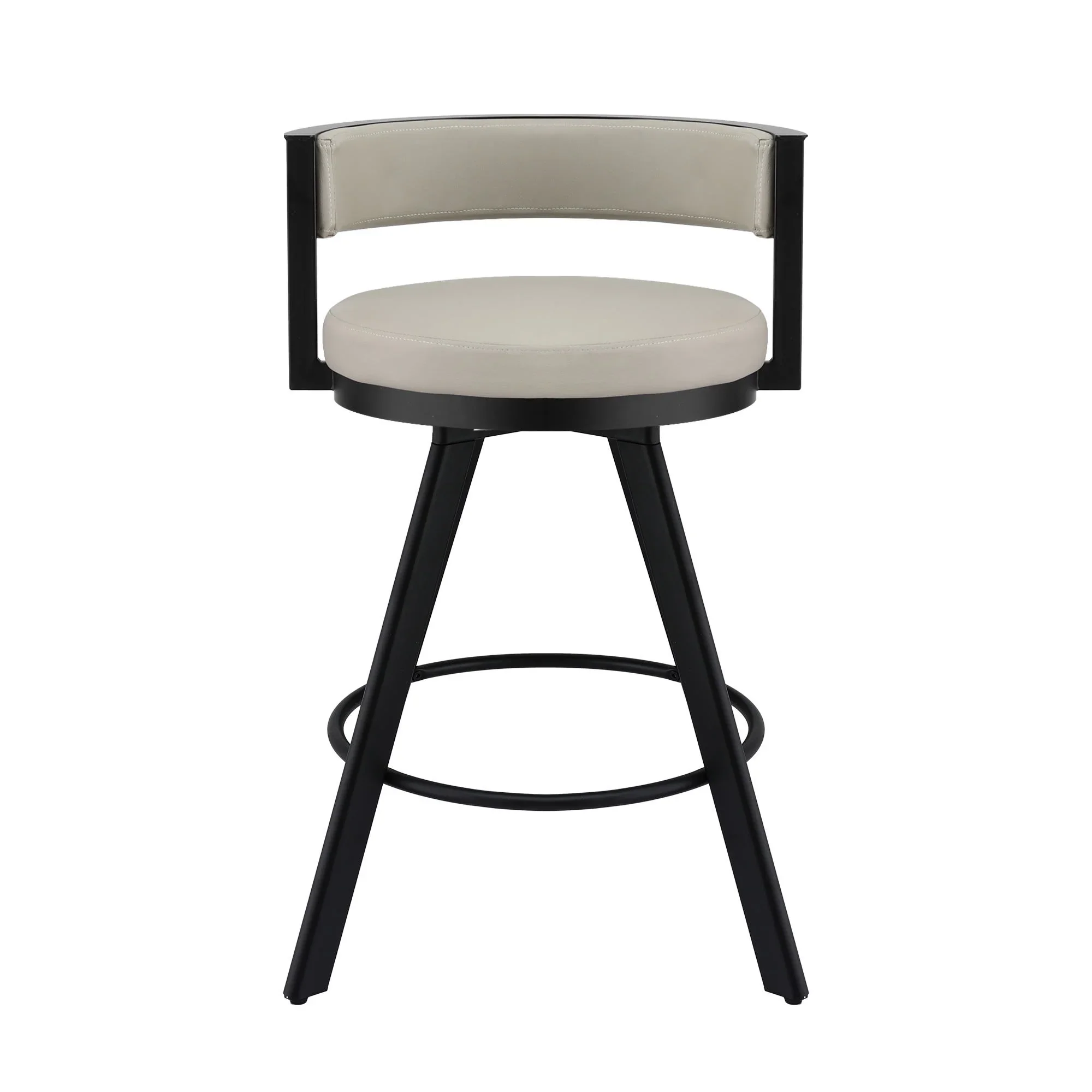 Bar Stool Swivel Kitchen Chair Metal PU Leather Counter Beige - Image 3