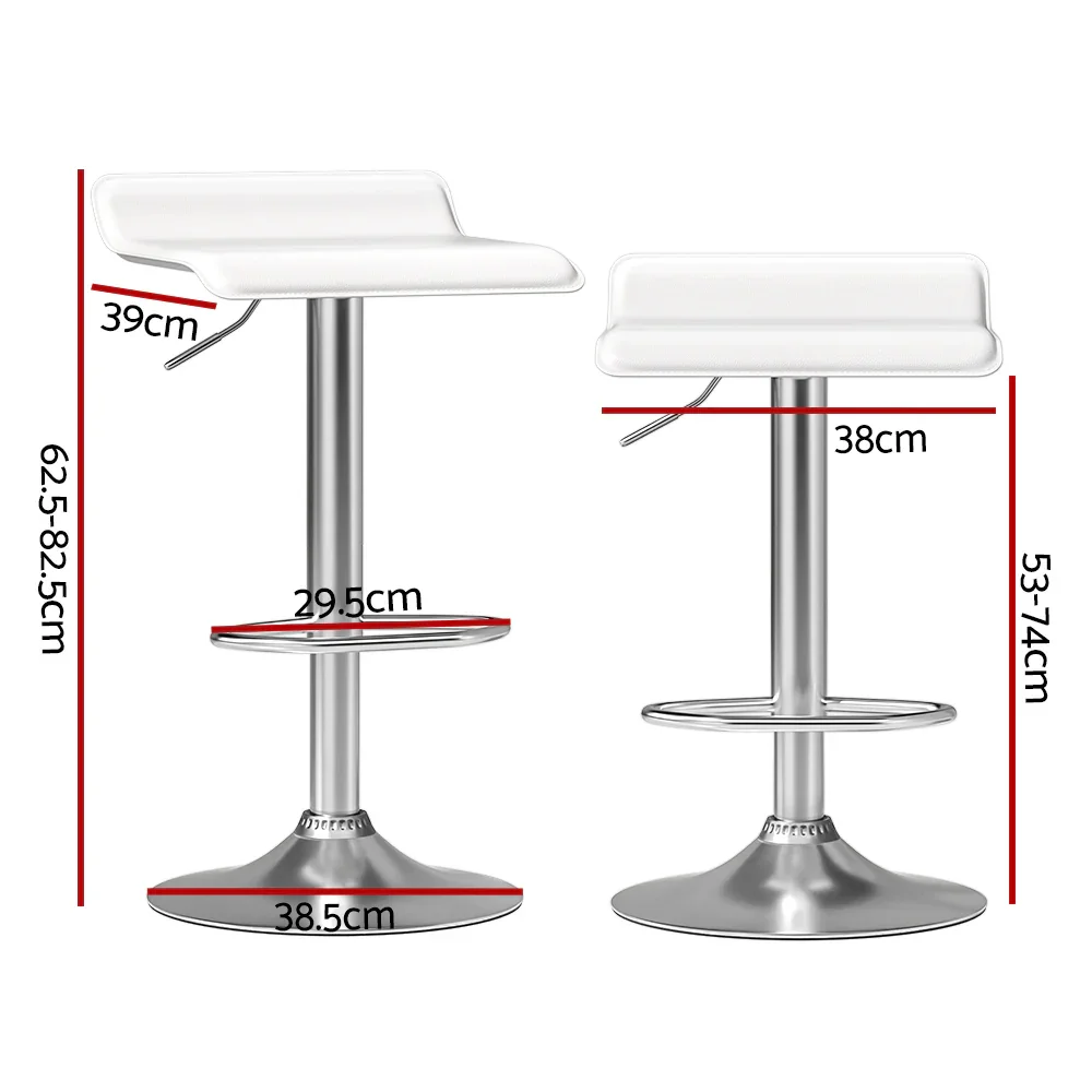 2x Bar Stools Faux Leather Chair White - Image 2