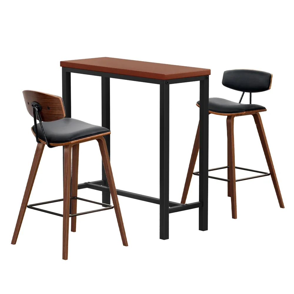 Bar Table and Stools Set Dining Desk Kitchen Chairs Cafe Pub - Image 3