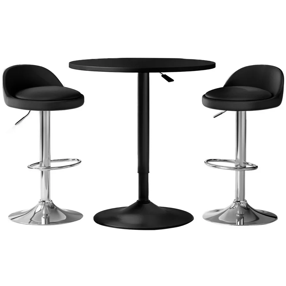 Bar Table and Stools Set Dining Desk Kitchen Chairs Cafe Pub - Image 2