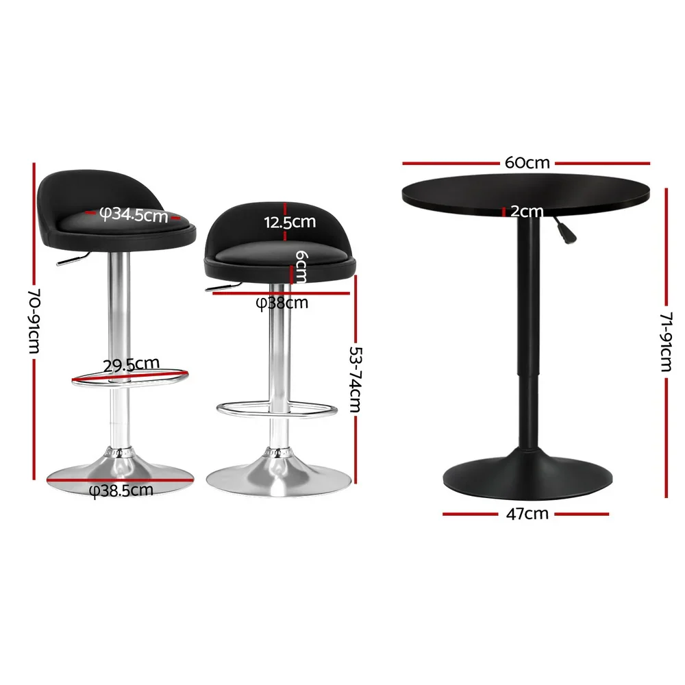 Bar Table and Stools Set Dining Desk Kitchen Chairs Cafe Pub - Image 3