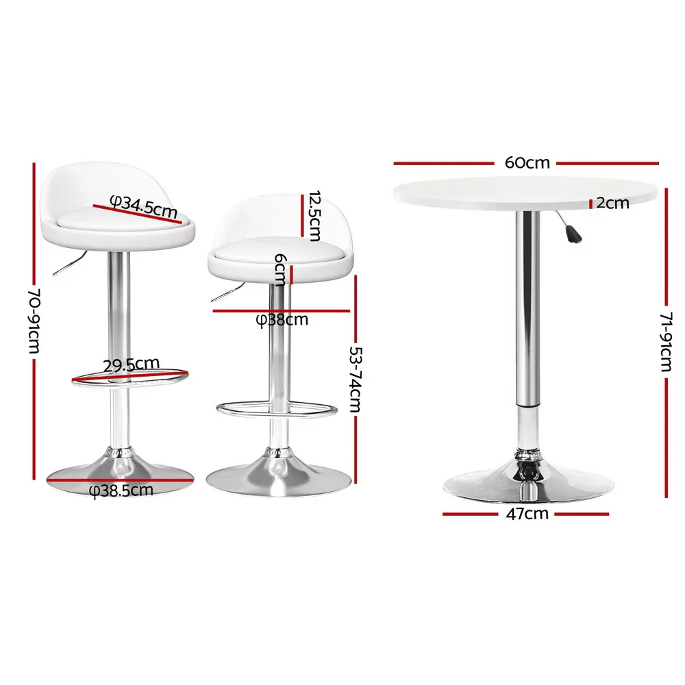 Bar Table and Stools Set Dining Desk Kitchen Chairs Cafe Pub - Image 2