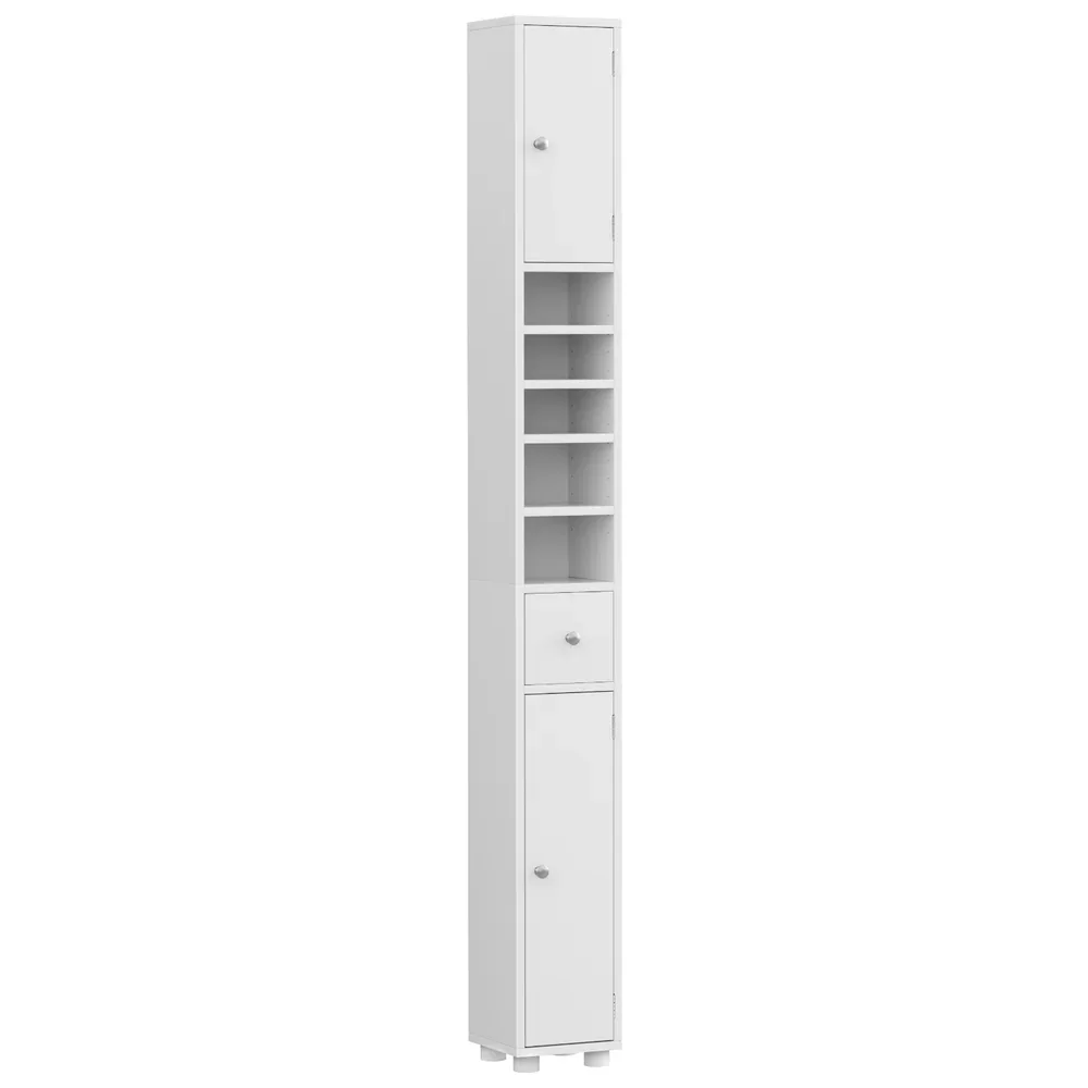 Bathroom Storage Cabinet 180cm Tall Slim Floor Cupboard Toilet Narrow Linen Tower - Image 3