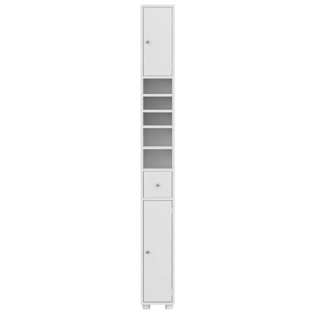 Bathroom Storage Cabinet 180cm Tall Slim Floor Cupboard Toilet Narrow Linen Tower - Image 5