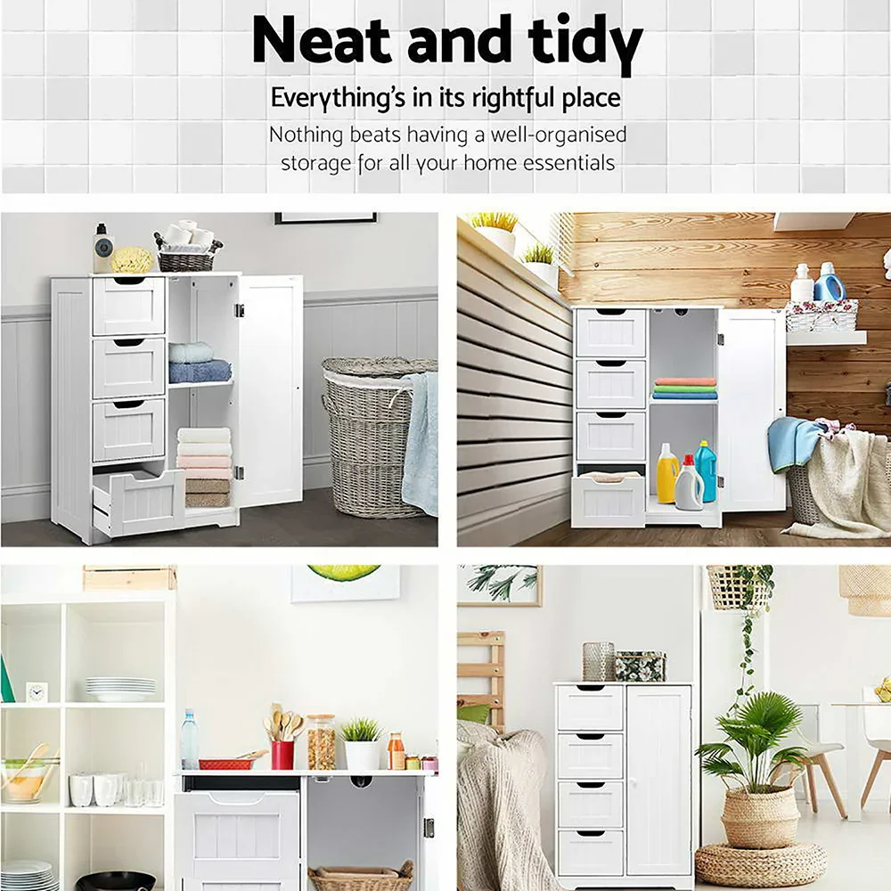 Bathroom Cabinet Storage Drawers White - Image 6