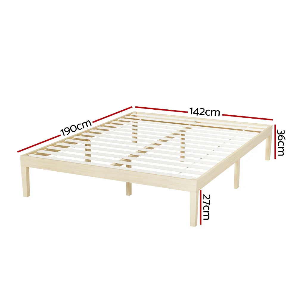 Bed Frame Double Size Wooden Base Mattress Platform Timber Pine BRUNO - Image 2