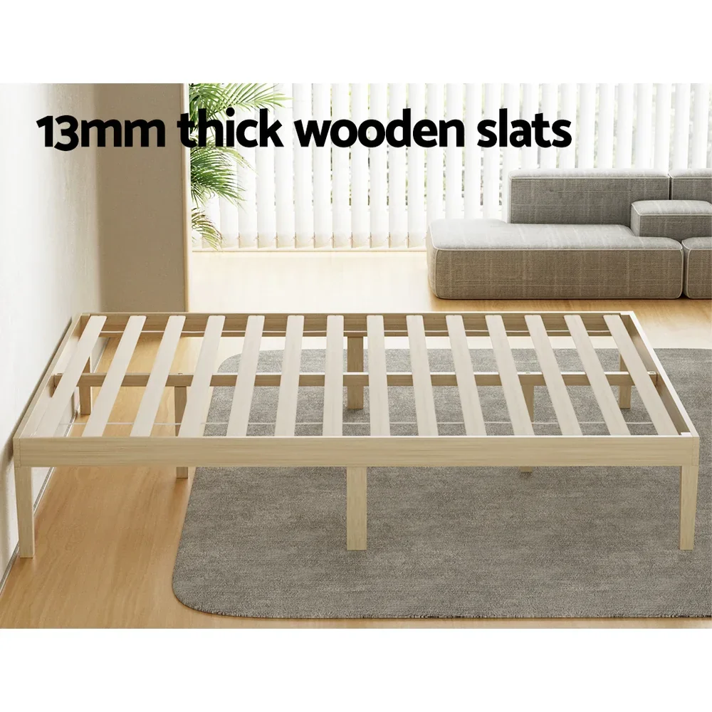 Bed Frame Double Size Wooden Base Mattress Platform Timber Pine BRUNO - Image 5