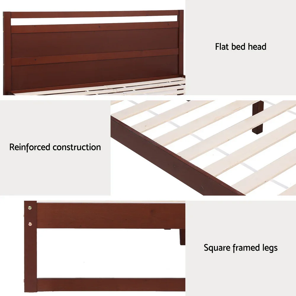 Bed Frame Double Size Wooden Walnut WITTON - Image 6