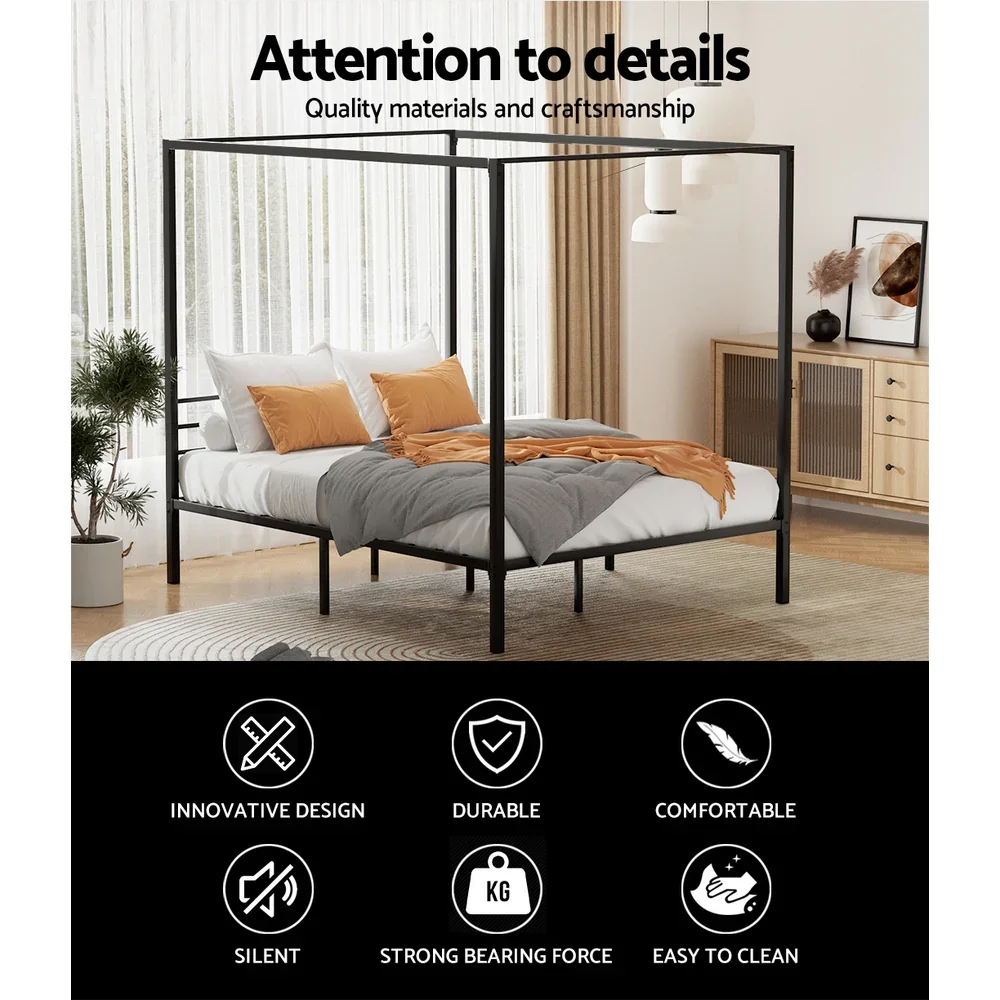 Bed Frame Double Size Metal Bed Frame POCHY - Image 4