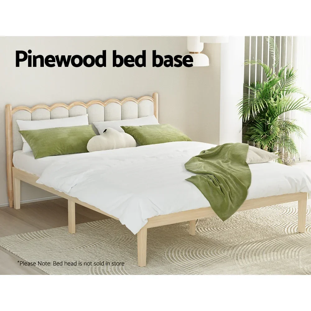 Bed Frame Queen Size Wooden Base Mattress Platform Timber Pine BRUNO - Image 4