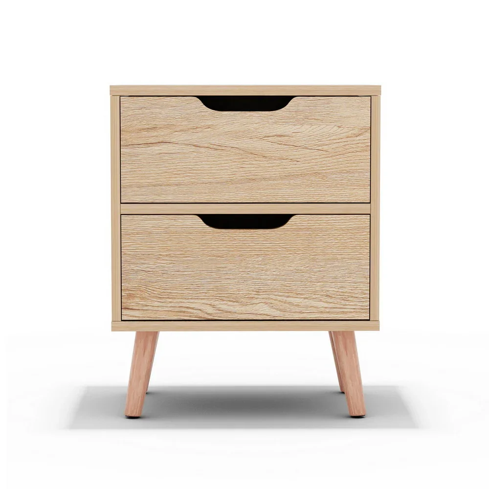 Bedside Table 2 Drawers Nightstand - BODEN Pine - Image 6