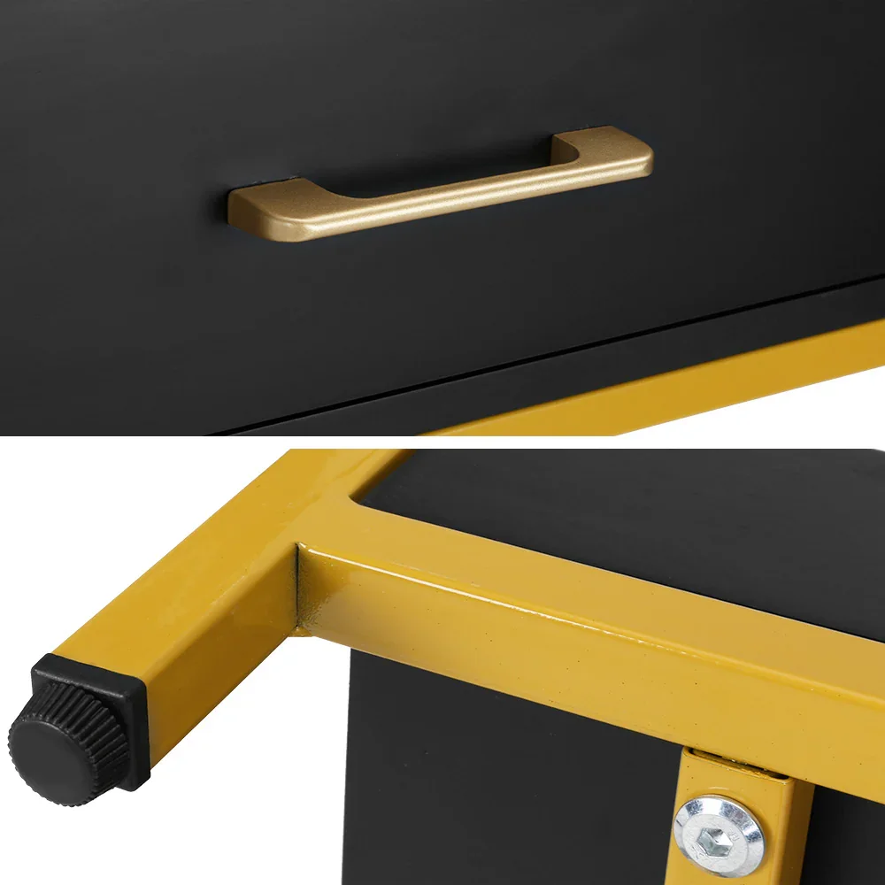 Bedside Table Drawers Side Table Shelf Storage Nightstand Black MASON - Image 4