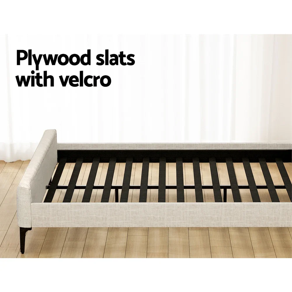 Queen Bed Frame with Mattress Set Platform Base Pocket Coil Linen Upholstered - Image 4
