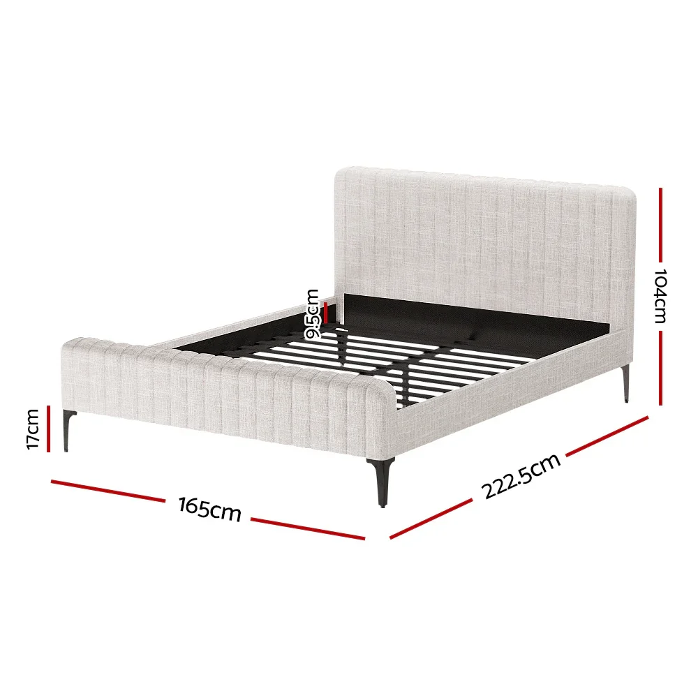Queen Bed Frame with Mattress Set Platform Base Pocket Coil Linen Upholstered - Image 9