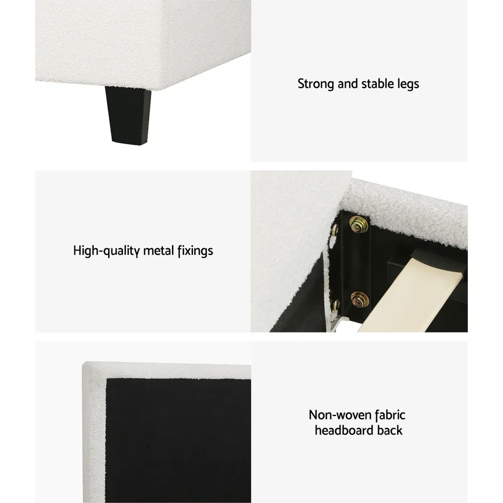 Single Bed Frame Mattress Bundle Platform Headboard Medium Firm Hybrid White - Image 4