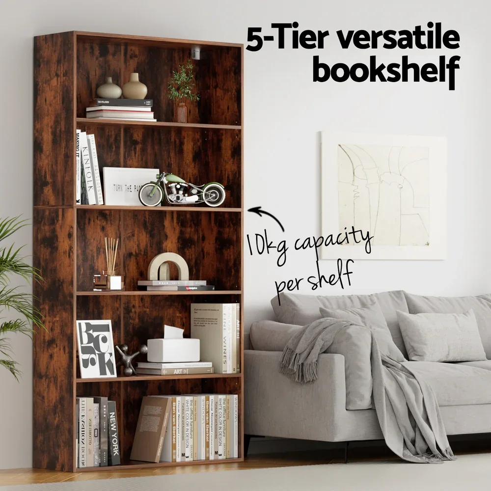 Bookshelf 5 Tiers Walnut - Image 2