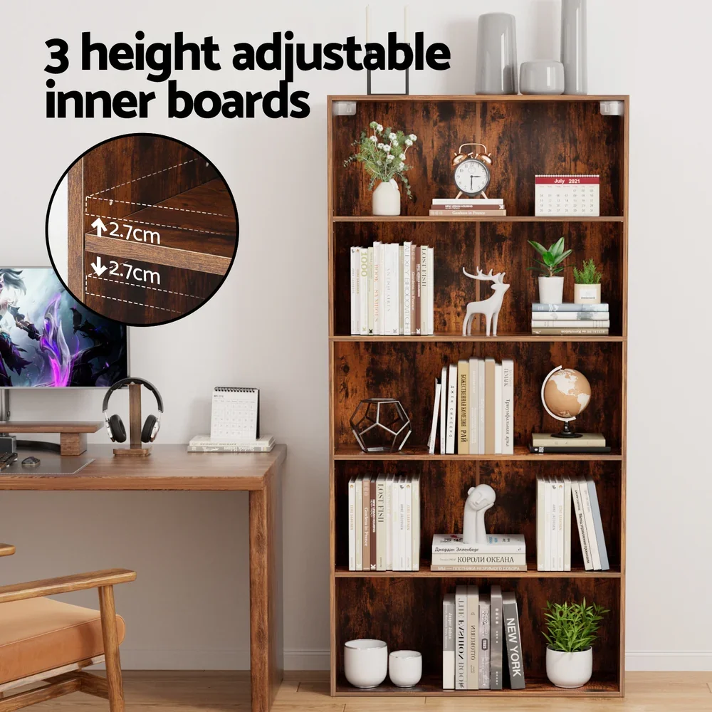 Bookshelf 5 Tiers Walnut - Image 3