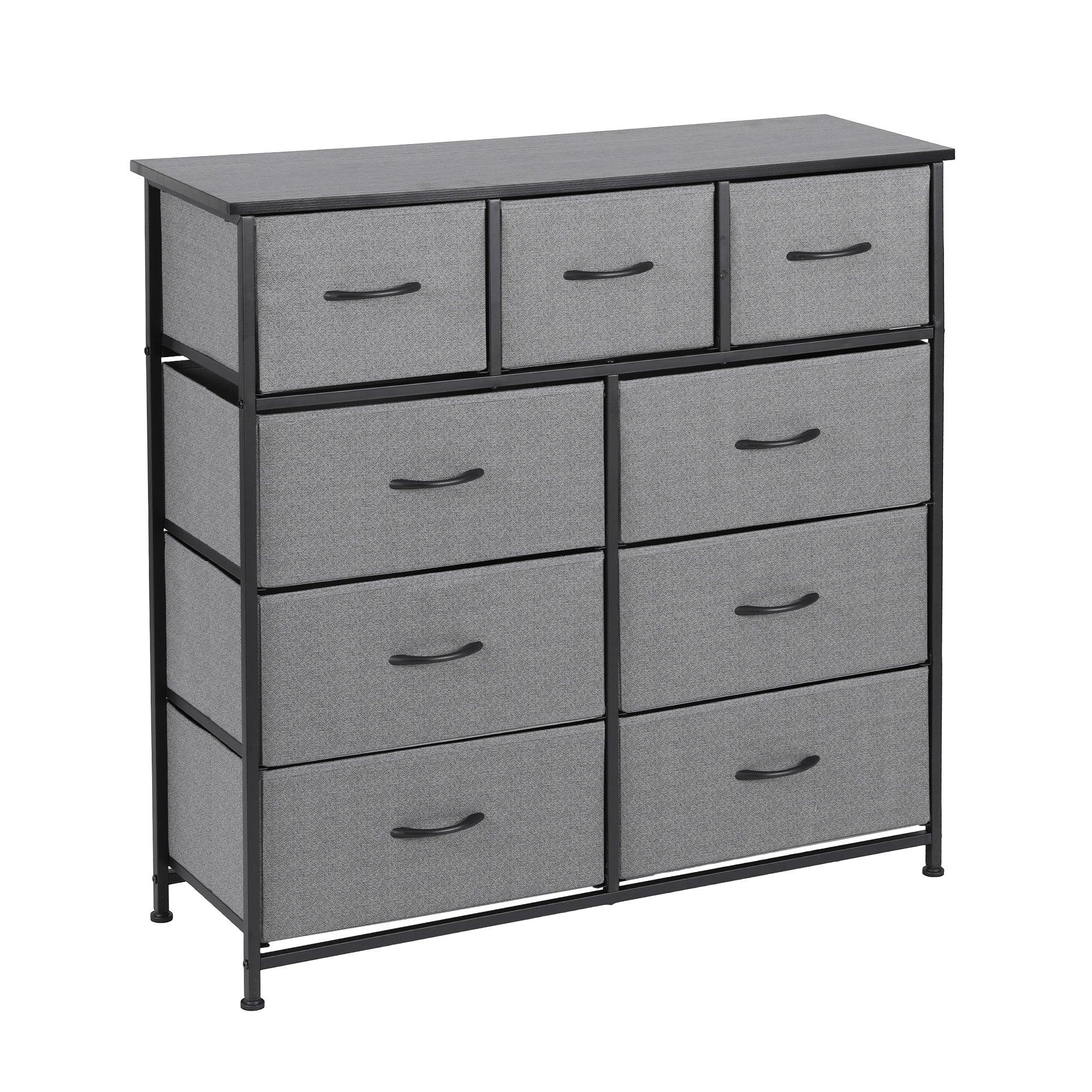 Chest of 9 Drawers Storage Dresser Tallboy Dark Grey - Image 8