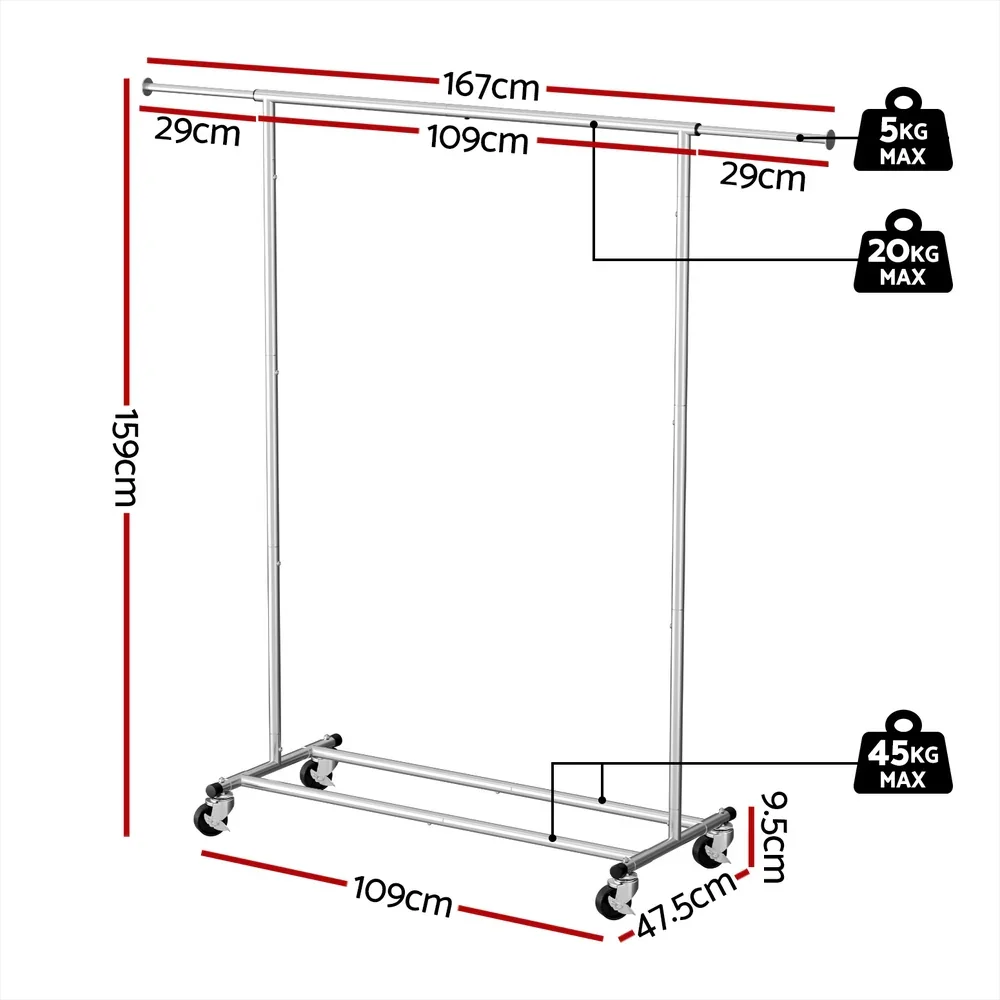 Clothes Rack Airer Rail Coat Stand Adjustable Hanger - Image 2
