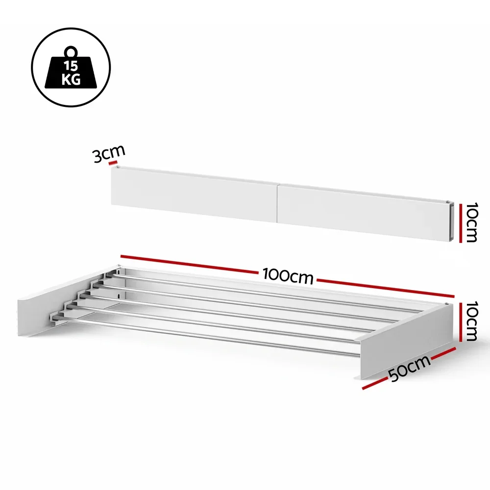 Clothes Rack Wall Mounted Airer Foldable White - Image 5